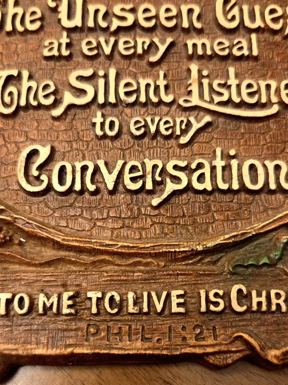 Vintage Christian Wall Plaque Christ Is the Head of This House Philippians 1:21